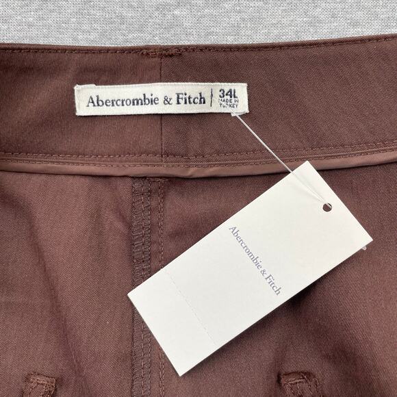 Abercrombie & Fitch Mid Rise Barrel Pants Womens 34 / 18 Long Chocolate Brown - Picture 14 of 16